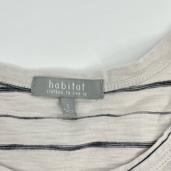 HABITAT CLOTHES SIERRA PULLOVER Beige and Black Stripe Cotton Asymmetrical Top - Picture 3 of 8
